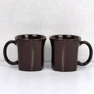 Fiesta Ware HLC Chocolate Dark Brown Square Coffee Mugs Cups Set of 2 Retired